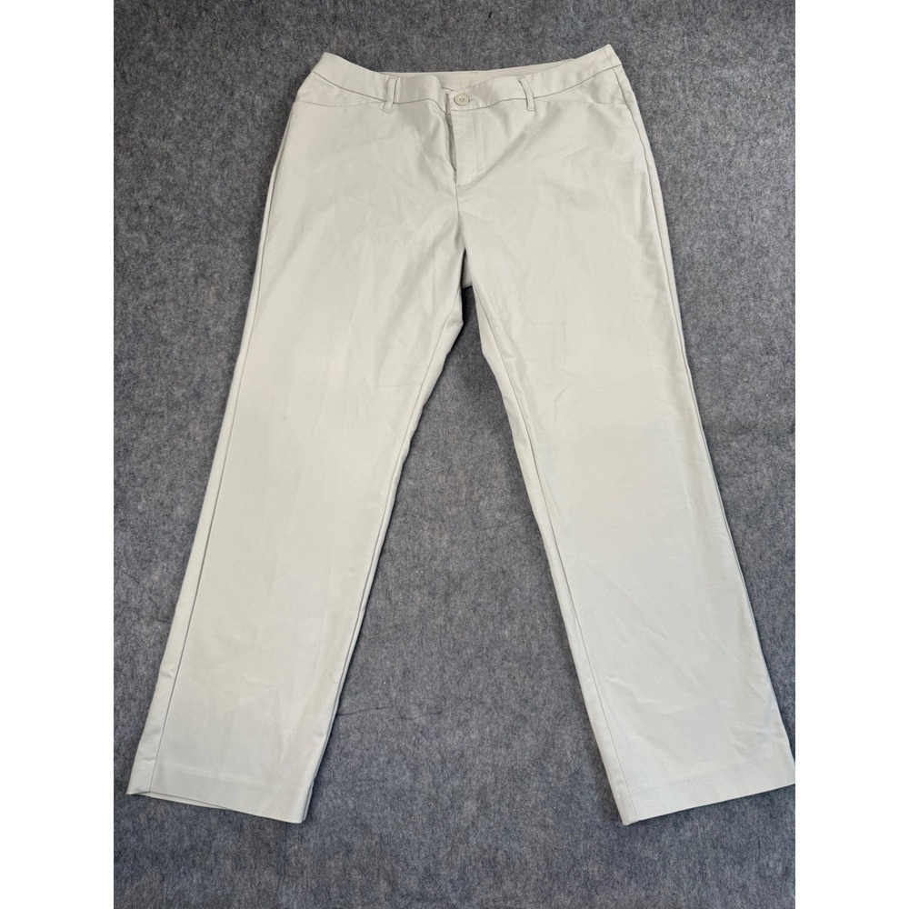 Christopher & Banks Pants Women 16 Beige Cotton Straight Chino Classic Chic Boho